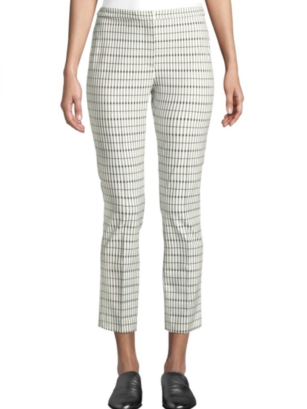 THEORY Classic Skinny Ankle Pants Plaid Grid Stretch Crop Made in USA Size 4